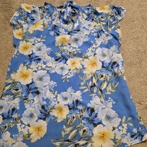 Nine West Blue Floral Blouse
